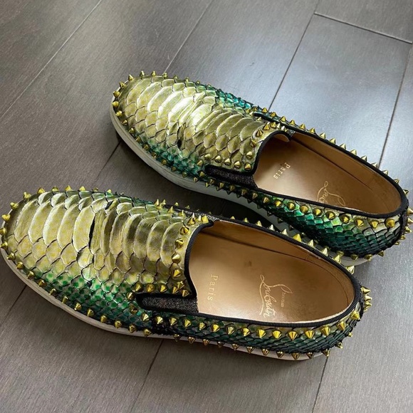 Christian Louboutin Metallic Snakeskin loafers main image 5